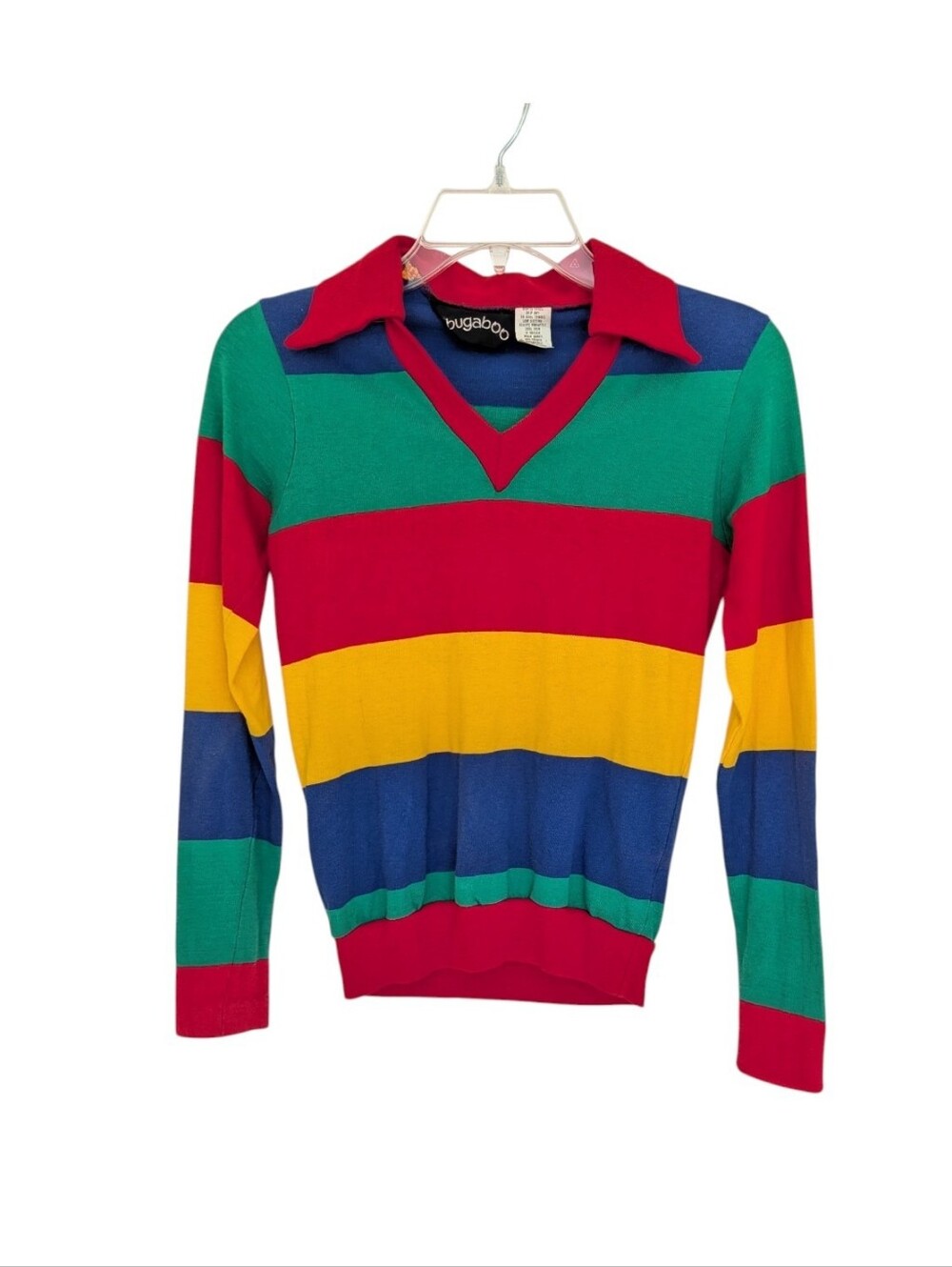 1970s Striped Long Sleeve Polo Shirt Bugaboo
